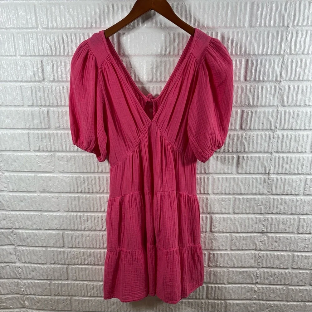 Xirena Nissa Pink Babydoll Puff Sleeve Mini Dress Small - Picture 3 of 6